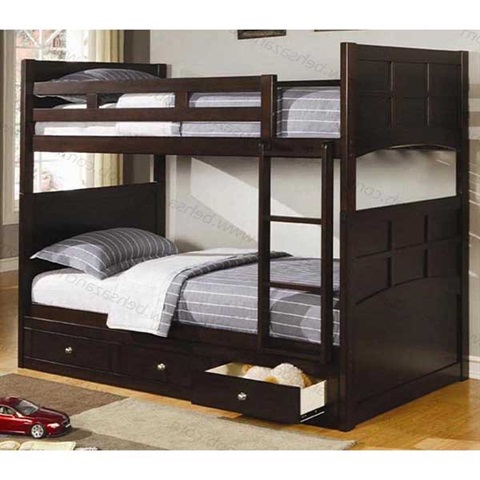 تخت دوطبقه چوبی سه کشویی D130